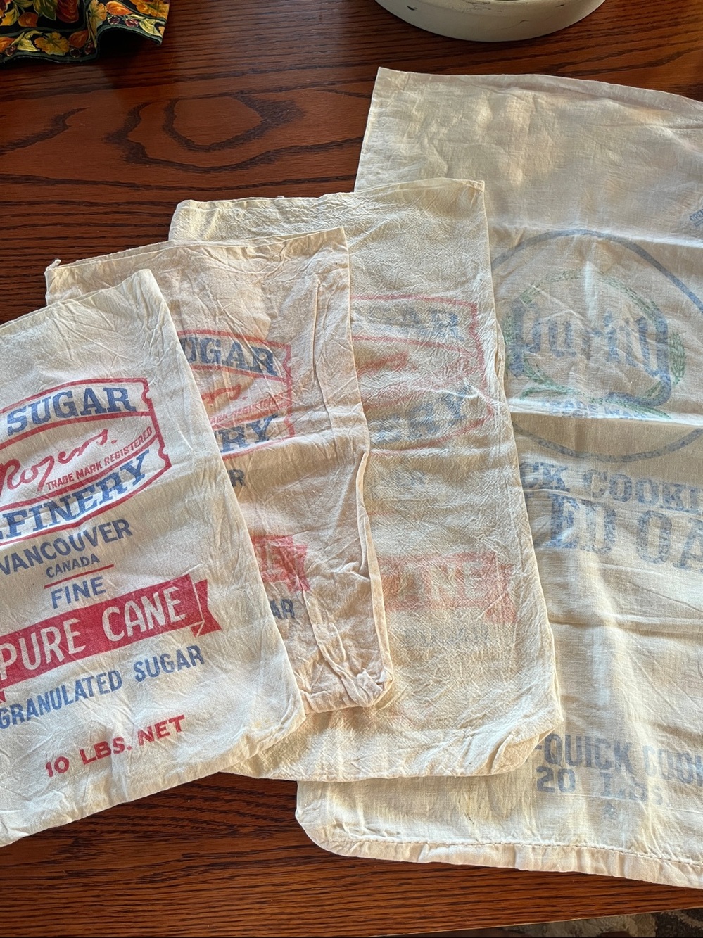 Feedsack Feed/flour sack vintage Lot Of 4 Cotton Logo Purity & Rogers BC Sugar
